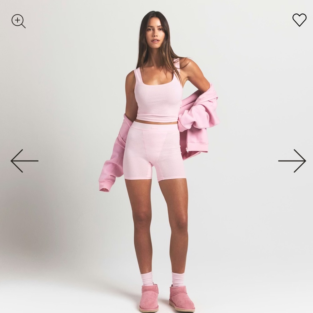 SKIMS SET: Tank & Boxer Set Cotton Rib - Cherry Blossom Pink